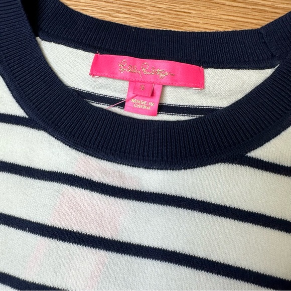 NWT LILLY PULITZER Small True Navy Dasha Fringe Sweater - Picture 2 of 4